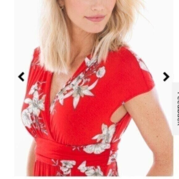 NWOT Soma Soft Jersey Sleeveless Maxi Dress - Lush Tropic Poppy Red - Picture 3 of 4